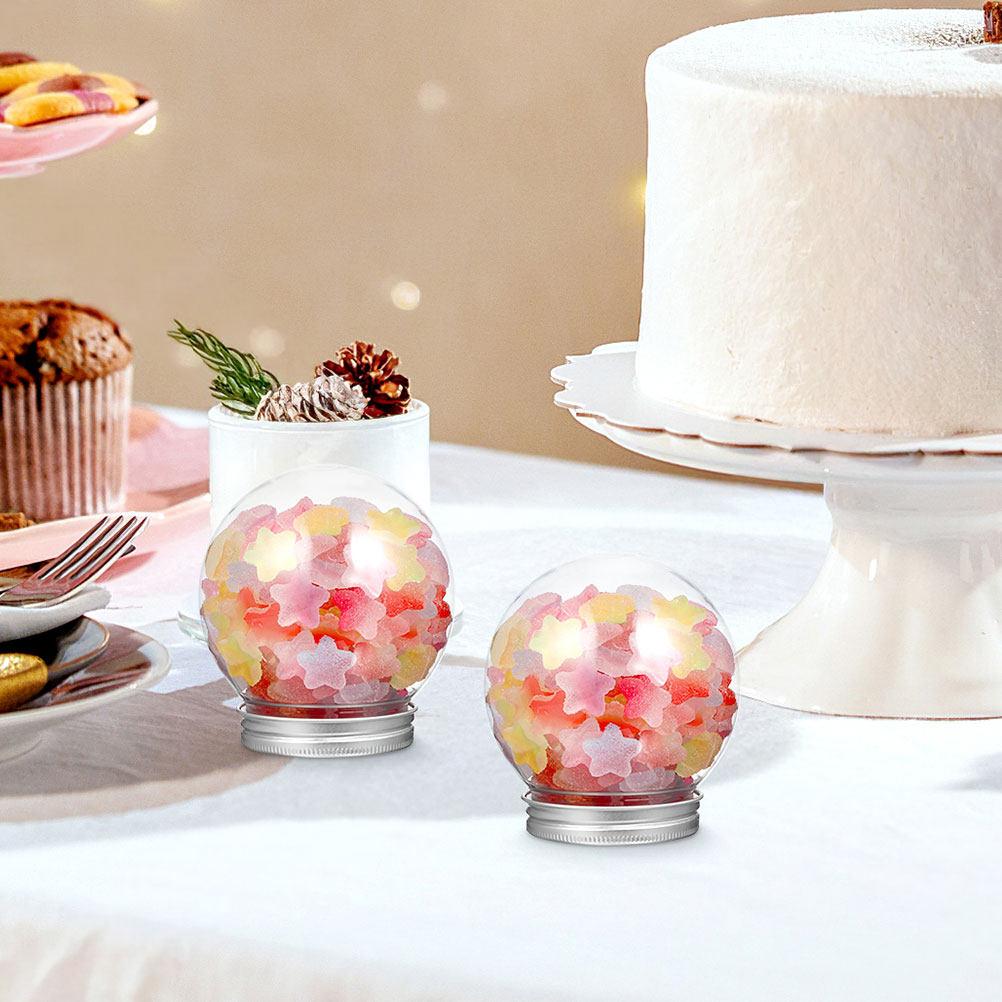 9Pcs Plastic Snow Globe Kit Round Candy Jar Style DIY Ornament Craft for Holiday Party Favors Winter Themed Decoration Home