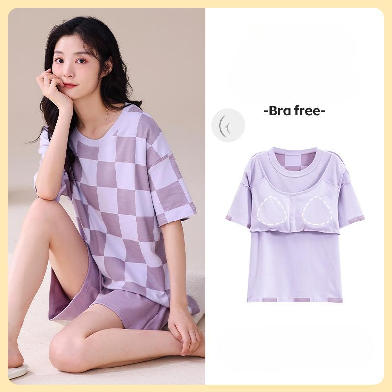 Пижама женская летняя с подушками, милые и симпатичные шорты, можно носить поверх хлопкового костюма с короткими рукавами, домашняя одежда