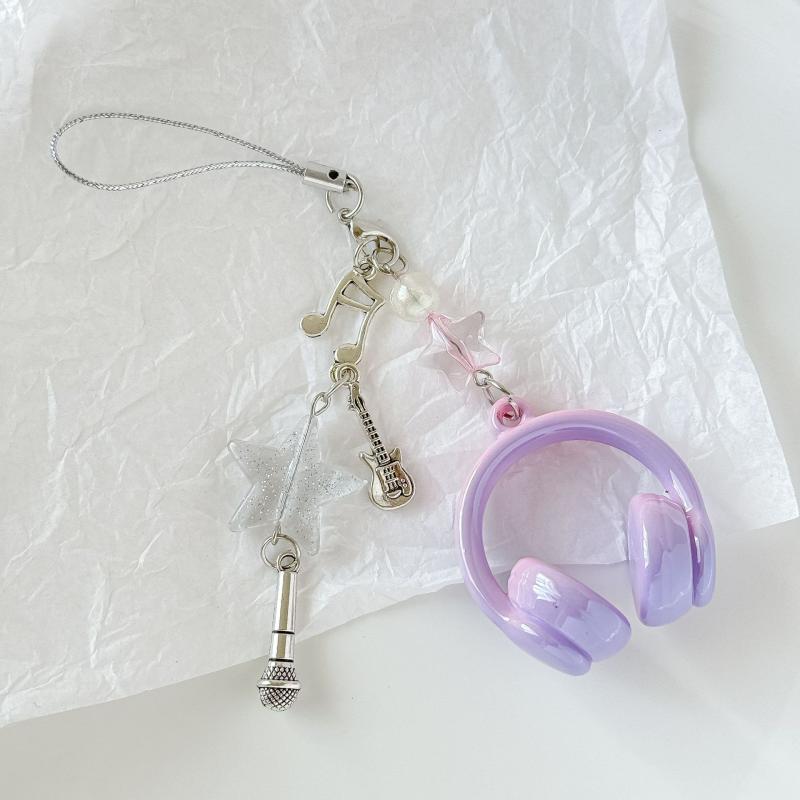 Ключевой брелок в стиле инс, в форме музыкального наушника, цепочка для мобильного телефона, подвеска-шарм, ювелирное украшение для девушки, женщины, подарок, украшение для сумки
