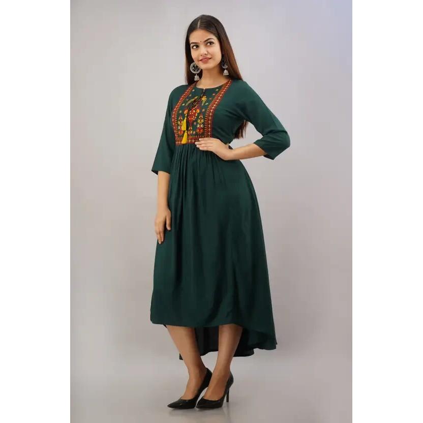 Женская праздничная одежда с вышивкой из вискозы Анаркали Курта индийская пакистанская туника Курти VF-20208