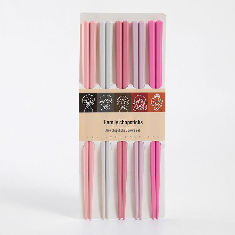 Палочки для еды Morandi из разноцветного нескользящего сплава — в японском стиле, по одной паре на человека.