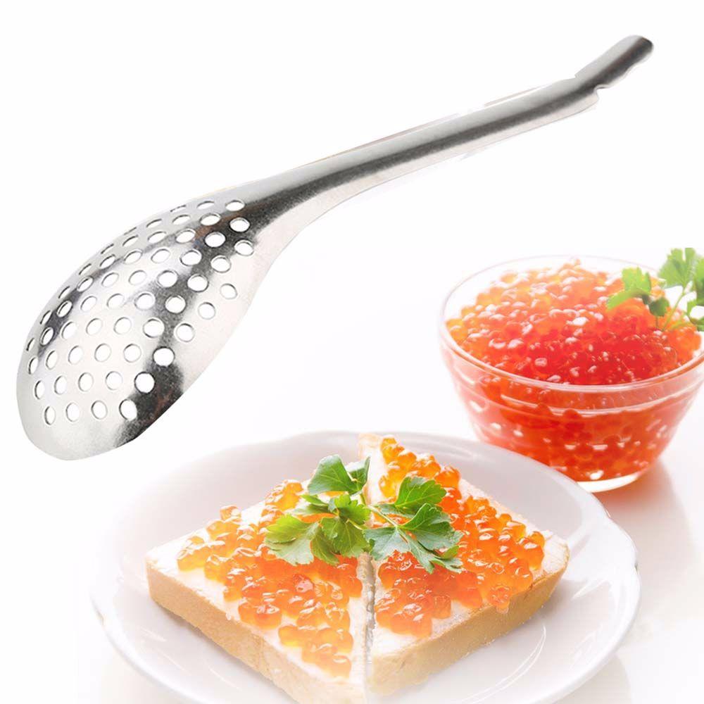 Stainless Steel Cooking Dinner Strainer Slotted Spoon Kitchen Tool Caviar Spoon Kitchen Gadgets