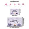 2D Lavender Starry Camping Birthday Backdrop, Campfire Tent Photo Background