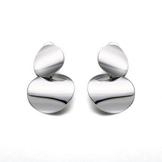 1 пара двойных круглых серег-гвоздиков с геометрическим преувеличенным элегантным золотистым, серебряным цветом для женщин и девочек, металлические серьги-гвоздики, модные ювелирные аксессуары