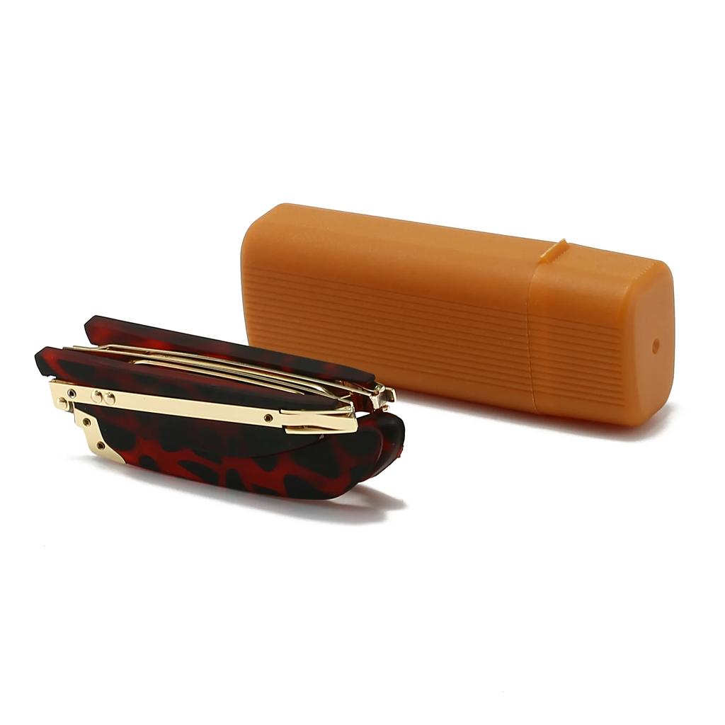 Портативные складные мужские очки для чтения с футляром, женские очки с защитой от синего света, с диоптриями, модные очки с линзами высокой четкости для дальнозоркости