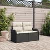 vidaXL 2-seater Garden Sofa with Cushions In Black Poly Rattan 42006712