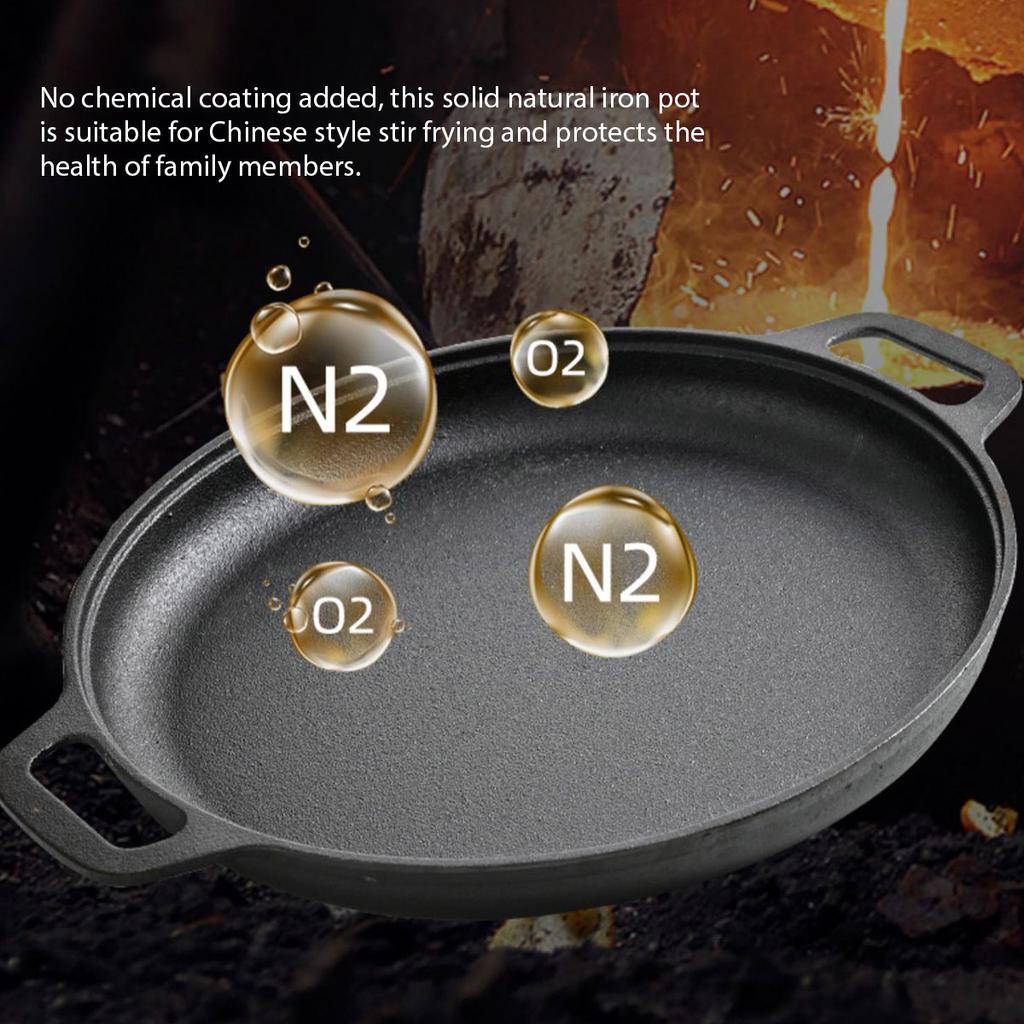 Multifunctional Cast Iron Frying Pan Non-stick Pan for Pizza Barbecue Pancakes Steak Compatible with All Cookers for Home Outdoo