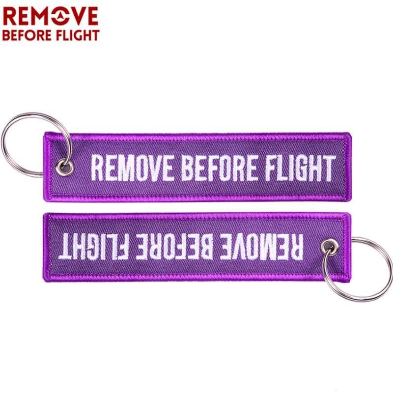 Remove Before Flight 3pcs/set Purple Color Keychain Keyring Piolt Key Holder