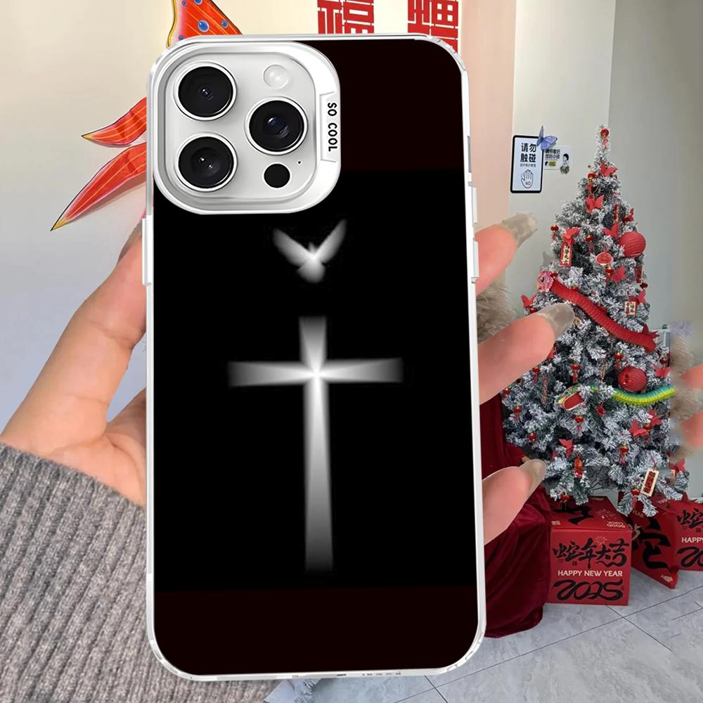 Чехол для телефона Крест Иисуса Христа для iPhone 16 15 14 13 12 11 Pro Max X XR XSMAX 8 7 Plus Матовый Ударопрочный Задний Чехол