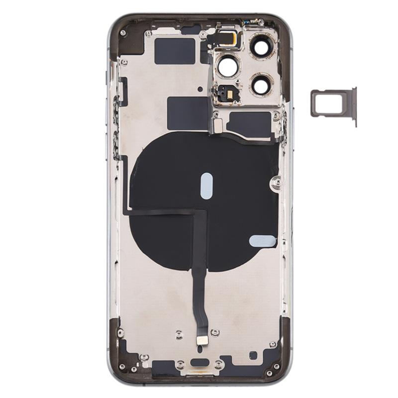 For iPhone 11 Pro 5.8 inch Back Housing Cover Repair Kit (with Side Keys+Card Tray+Power+Volume Flex Cable+Wireless Charging Module)