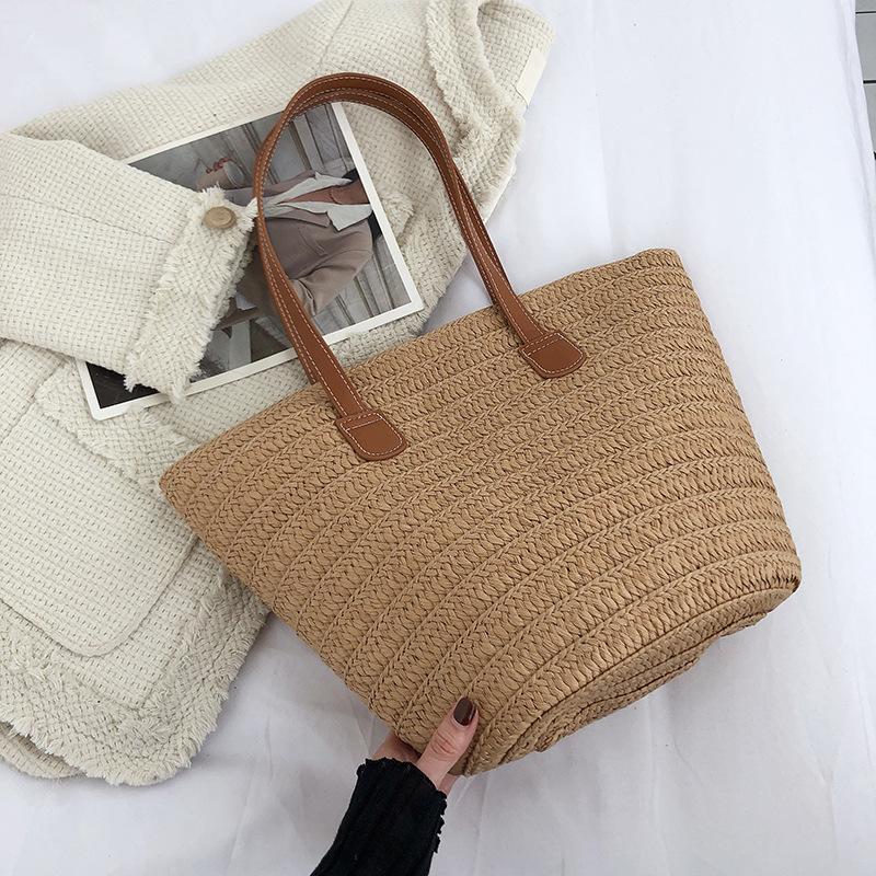 Летняя соломенная сумка большой вместимости для женщин, вязаная соломенная сумка в богемном стиле, сумка с верхней ручкой, дорожные сумки