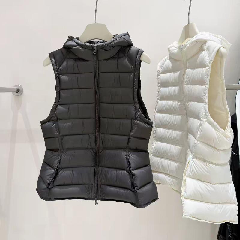 Small waist ribs down vest women's 90 white duck down waist hooded autumn and winter new sleeveless vest light jacket