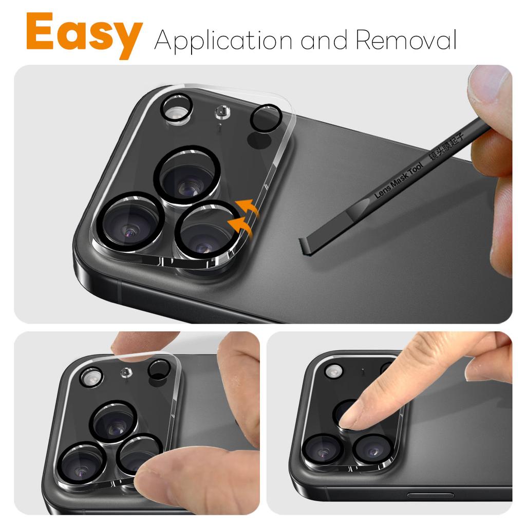 NORTHJO 2Pcs For iPhone 17 Pro Max Camera Lens Protector Black Circles 3D Full Coverage Clear Tempered Glass Lens Film