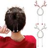 Christmas Reindeer Hairpin Shiny Rhinestone Faux Pearl Ponytail Bun Holder Women Girl