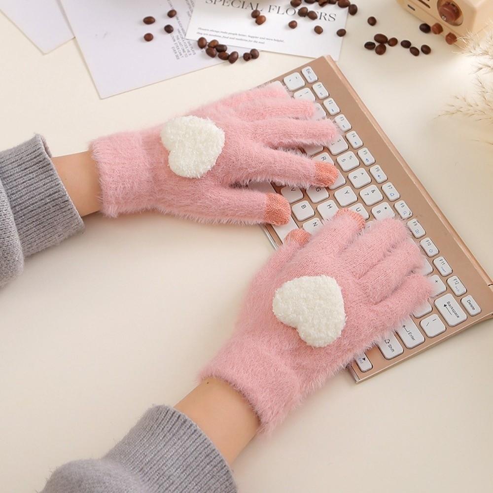 Comfortable Finger Touch Gloves Prevent Cold Love Warm Gloves Soft Touch Screen Gloves Girls