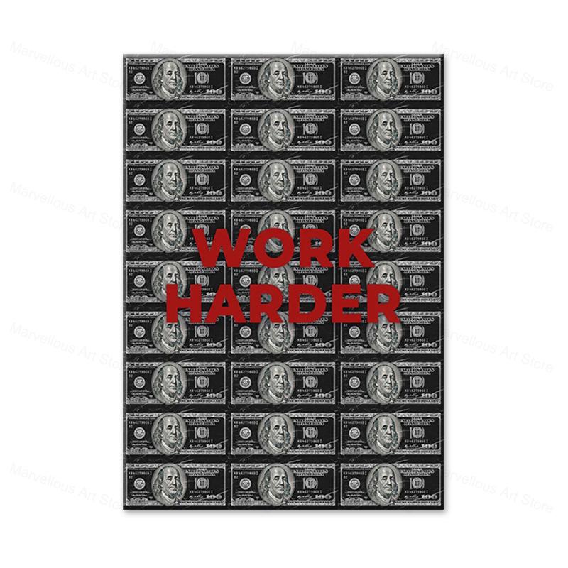 Трудись, деньги Искусство Мотивирующие цитаты Картина на холсте Современные постеры Печать настенных картин для офиса Коридора Домашний декор