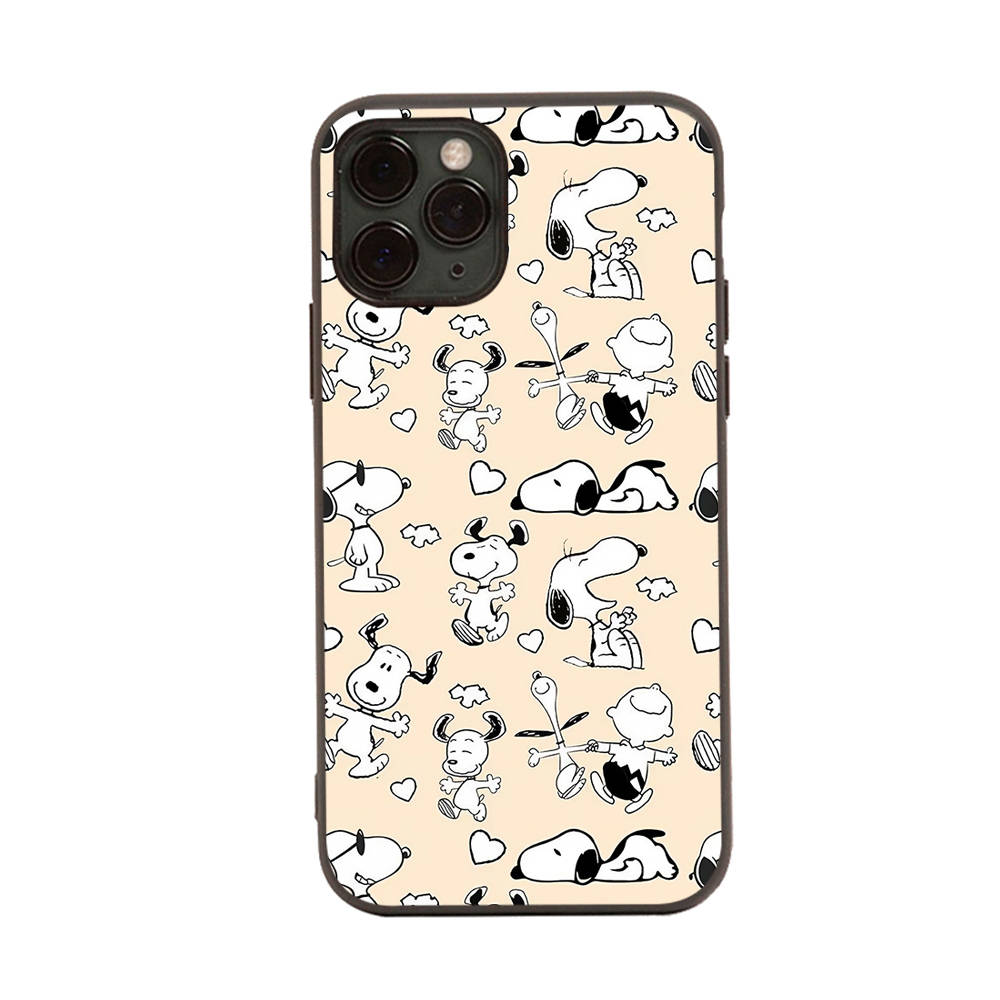 SM3 Lovely Snoopy Black Sofe Case for Samsung Note 20 Lite S24 Ultra S23 A03 A05 A06 A11 A71 A15 A16 A13 A24 A25 A33 A52 A53 A50 M55 M35 Plus