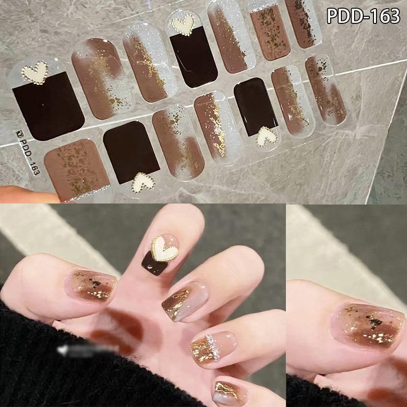 60 стилей DIY полуотвержденные гелевые наклейки для ногтей долговечные однотонные свежие цветы весной полоски для ногтей патч-слайдер наклейка с полным покрытием