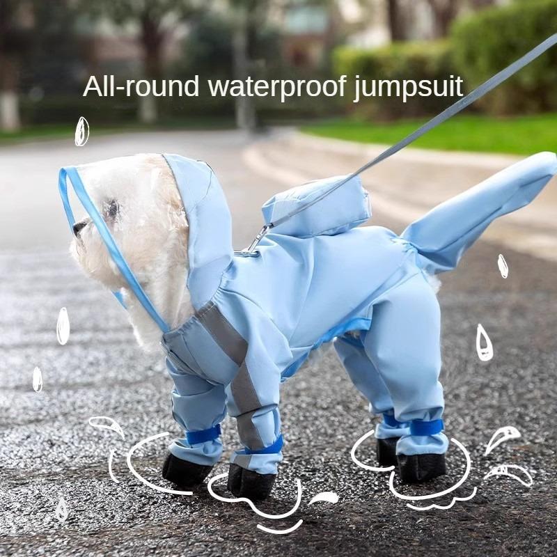Waterproof Puppy Dog Raincoats Reflective Rain Jacket with Hood for Small Medium Dogs Poncho with Strap Bichon Teddy Dog Clothes