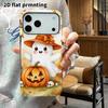 Phone Case: 2D flat design suitable for iPhone 18 17 16 15 14 13 Pro film protective case, couple style, little autumn ghost, Christmas and Halloween 