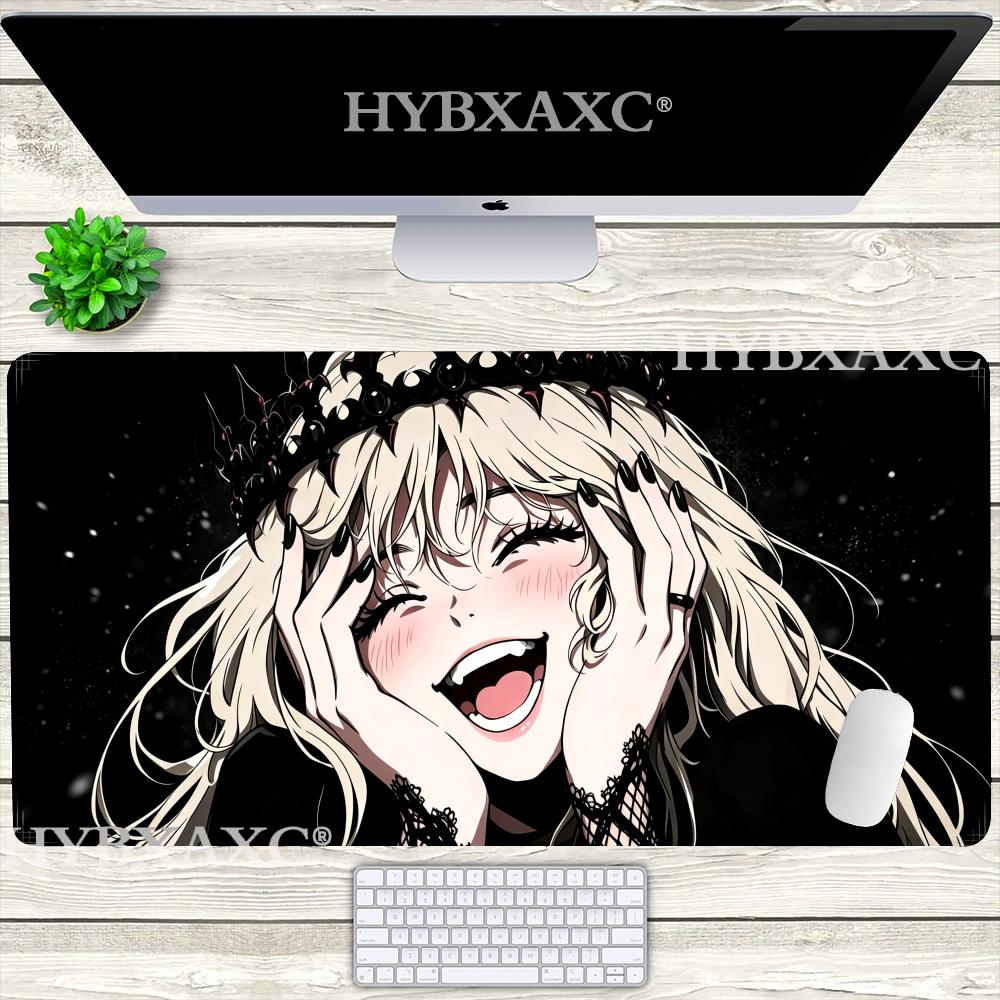 HYBXAXC Готическая Аниме Девушка-Вампир Коврик для Мыши Темная Эстетика Настольный Коврик Большой Нескользящий Игровой Коврик для Мыши для Игрока