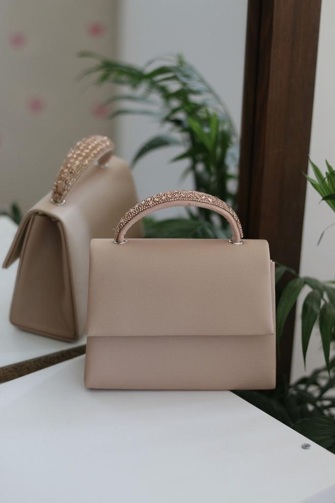 Women's Stylish and Useful Evening Dress Bag Women's Silvery Gold Stone Detailed Evening Dress Shoulder Bag