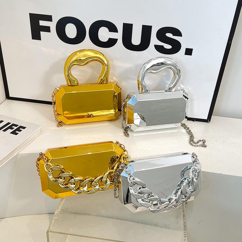 Сумки зеркальная акриловая коробка сумка 2025 новый европейский и американский модный толстая цепь ручная женская сумка кроссбоди вечерняя