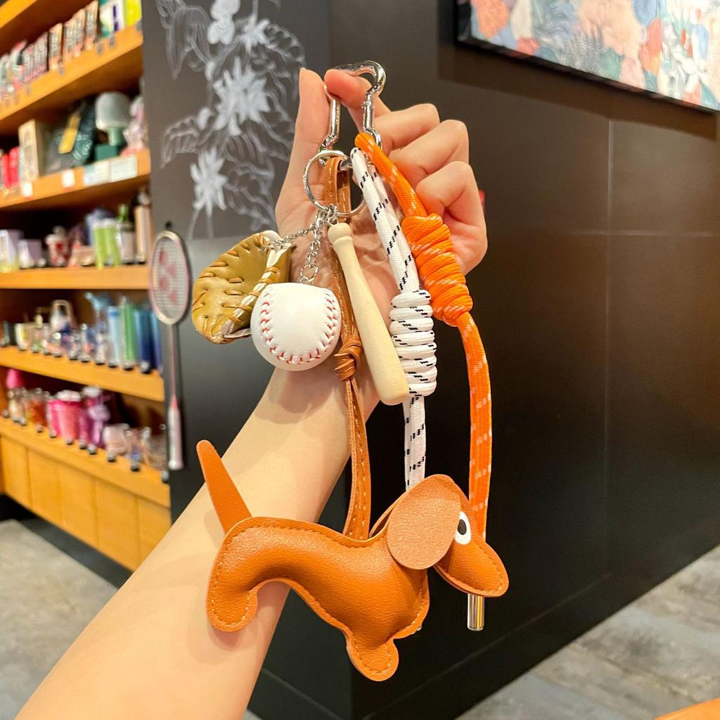 1 шт. Милый плетеный веревочный брелок для сумки, высококачественный аксессуар для подвешивания на рюкзак с таксой AVE