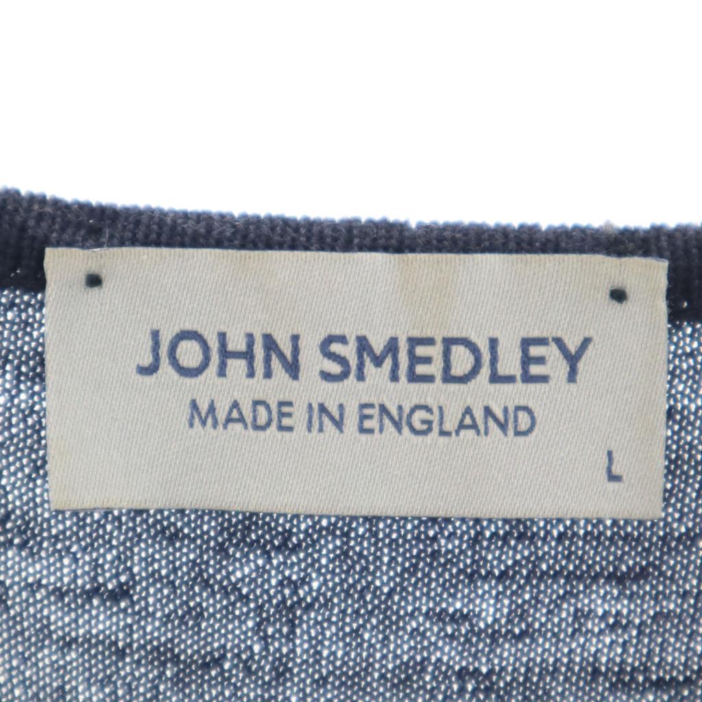 JOHN SMEDLEY Британская шерсть Свитер с длинным рукавом и V-образным вырезом L Темно-синий вязаный Женский Б/У