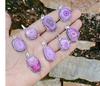 Pink Solar Quartz Gemstone 925 Sterling Silver Plated Handmade 5 PCs Fancy Pendants Jewelry SEN-413