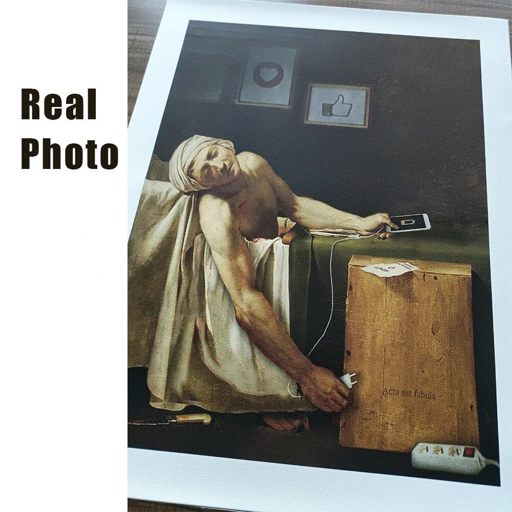 Забавная винтажная картина маслом, художественный постер, принты «Смерть Марата», холст, настенная живопись, современные картины для декора гостиной