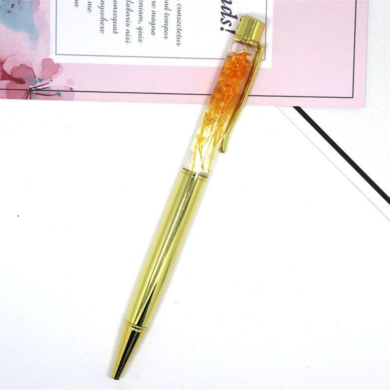 1 шт., креативная шариковая ручка, металлические шариковые ручки, канцелярские товары, ручки розового, золотого, розового золота, динамическая ручка с жидким цветком