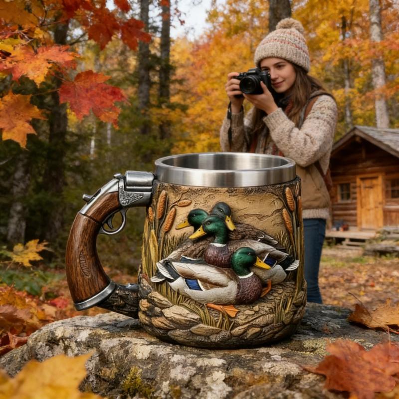 Кружка из нержавеющей стали на тему охоты Уникальный подарок для охотников Кружка для кемпинга на открытом воздухе
