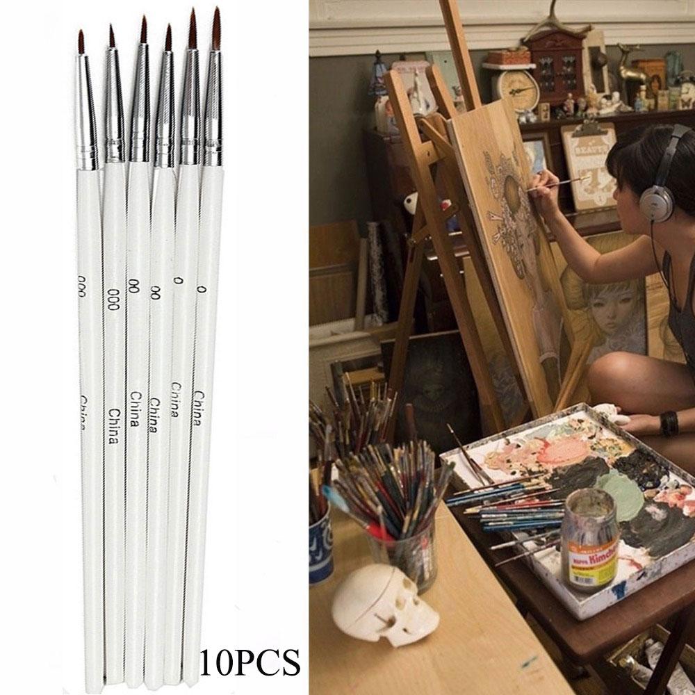 10PCS New Watercolor Art Tools Line Drawing Pen Nylon Fiber Hair Artist Paint Brush Point Tip