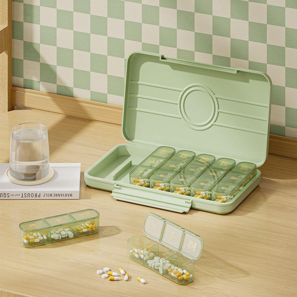 A Week Medicine Storage Containers Portable Sealed Pill Case BPA Free Pill Dispenser Box Outdoor