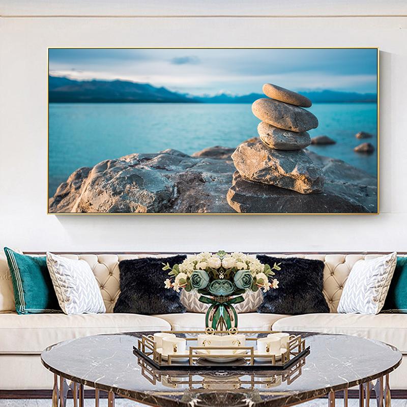 Натуральный пляжный дзен-камень, холст, картина, морской пейзаж, дзен-баланс, фэн-шуй, постеры и принты для декора гостиной Quadro