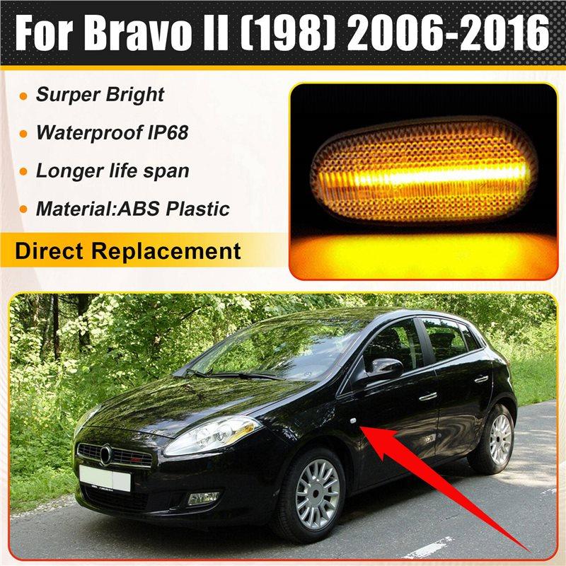 Для Fiat Bravo II MK2 198 2006-2016 Светодиодный указатель поворота Динамический указатель Боковой габаритный огонь