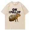 Ok I Pull Up Capybara Graphic Print T-shirt Unisex's Fashion Casual Loose Oversize T-shirts Pure Cotton Gothic T Shirt Streetwear