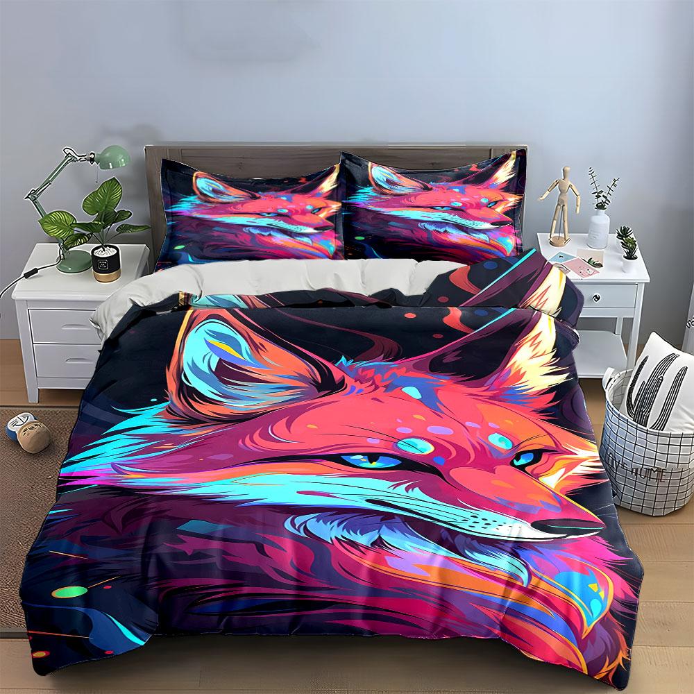 Colorful abstract fox design. Bedding sets Duvet cover sets Duvet covers Pillowcases(1*Duvet Cover 2*Pillowcases without duvet insert)