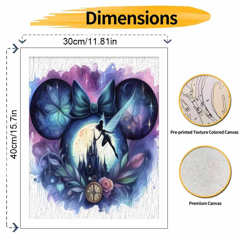 Disney DIY Oil Painting Kits Fairy Castle Hand Painting Home Decor Craft Gift Ideas Galaxy Dreamy Butterfly Wall Art Watercolor Decor