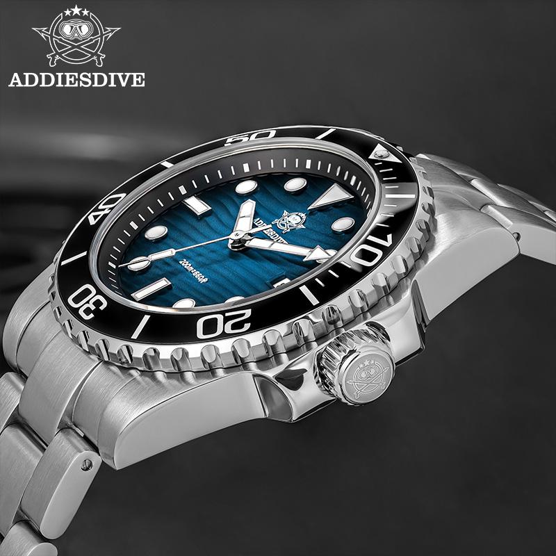 ADDIESDIVE Новые часы 41 мм Нержавеющая сталь Дайверские часы BWG9 Супер Люминесцентные Водонепроницаемые 200 м Классические Кварцевые Наручные часы Для мужчин