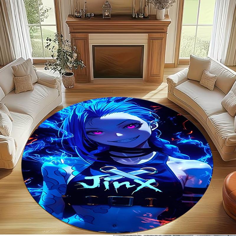Jinx Print Round Rug, Washable Floor Carpet, For Entryway Dorm Laundry Room Office Study, Home Decor Birthday Christmas Gift