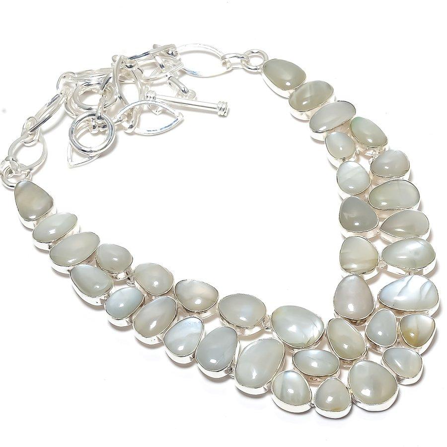 Moonstone Gemstone Handmade 925 Silver Jewelry Necklace 18" JCN484-108