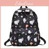 Capacity Simple Large Backpack With Maltese Print Design For Daily Students
