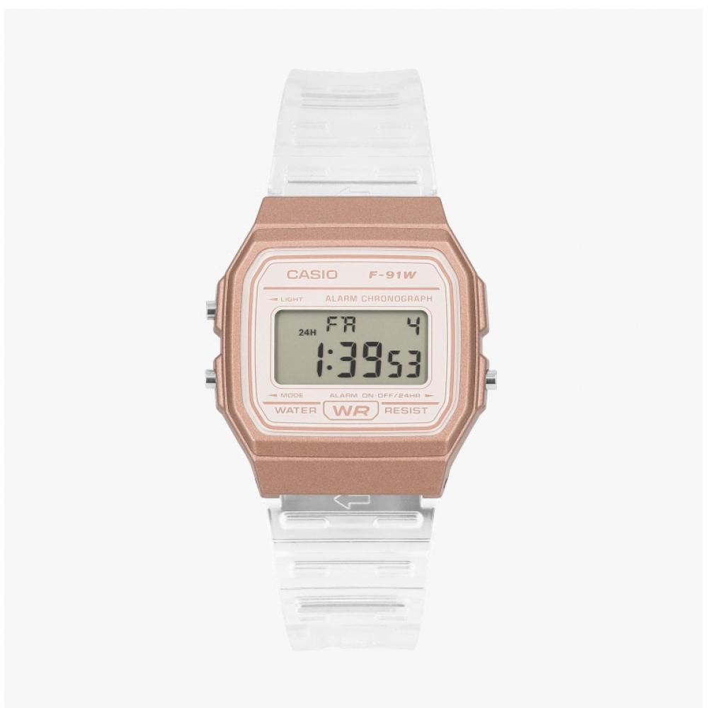 Casio Унисекс Цифровые Квадратные Винтажные Ретро Прозрачные Уретановые Часы F 91ws 7a3