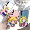Мультяшный чехол для телефона K-Sailor Moon для Samsung Galaxy A73, A21s, A22, A31, A52, A53, A71, A41, Мягкий черный корпус