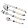 Stainless Steel Tableware Set with ABS Plastic Handles - Includes Western Knife, Fork, Spoon, Steak Knife, Dining Knife, and Soup Spoon.