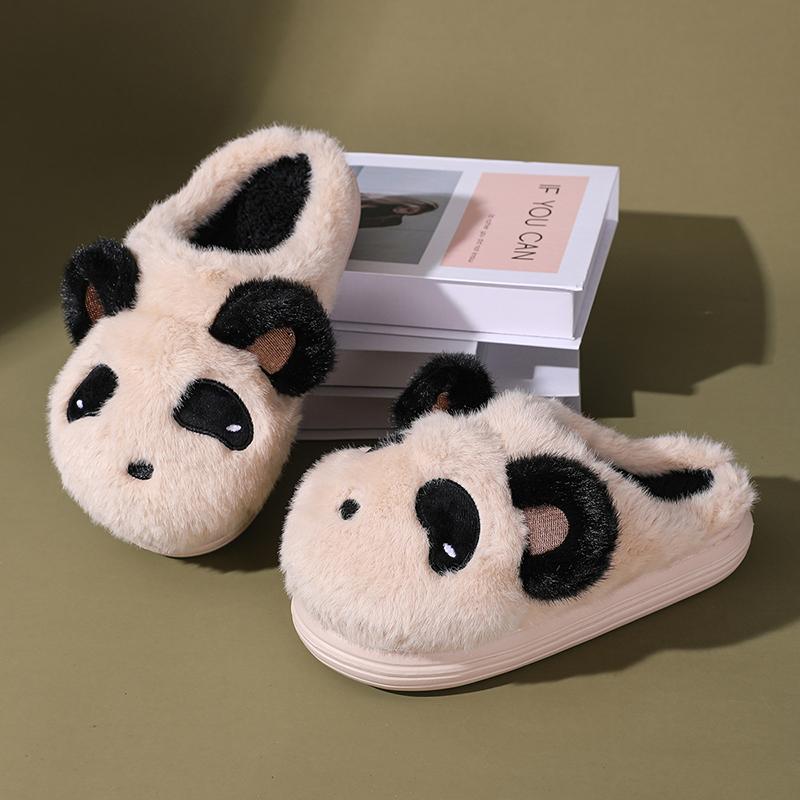 Мягкие, милые и удобные тапочки из хлопка и кашемира Panda Plus, зимние модные теплые домашние тапочки из хлопка и плюша для девочек