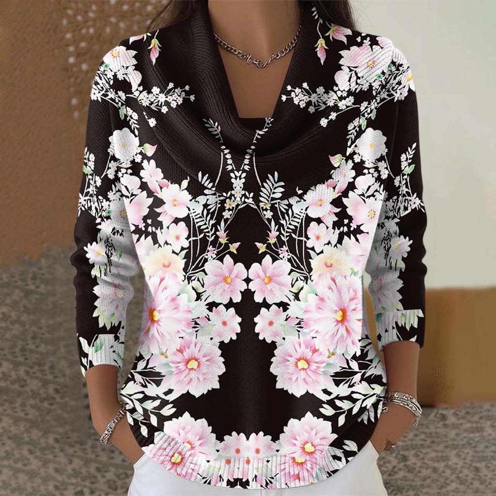 Женский повседневный и модный свитер с круглым вырезом, длинными рукавами и принтом