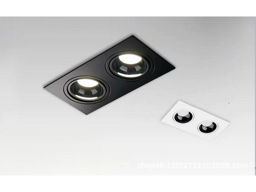 Квадратный recessed (встраиваемый) антибликовый светодиодный спот с двойной головкой и глубоким отражателем для гостиных
